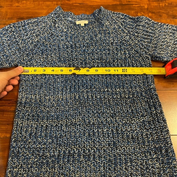 Manoush Blue White Black Crochet Knit Short Sleeve Sweater Size Small - Picture 9 of 13